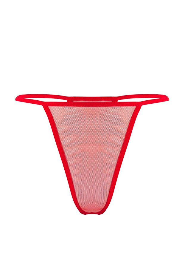 Kırmızı Jartiyerli Saten ve Tül Sırt Transparan Külotlu Babydoll/Fantezi Gecelik THMAW26LL00002 - 9