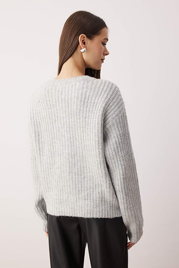 Wardrobe Essentials Gri Yumuşak Dokulu Basic Triko Hırka | TWOAW26HI00204 - 4