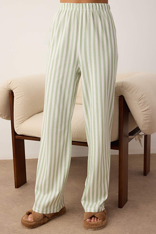 Mint %100 Pamuklu Çizgili Ayıcıklı Örme Pijama Takımı THMAW25PT00171 - 3