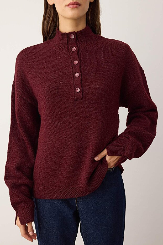 Bordo Wardrobe Essentials Miękka dzianina o luźnym kroju Sweter TWOAW26KZ00074 - 3