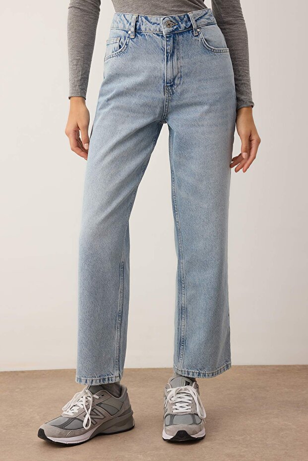 Açık Mavi  Yüksek Bel Straight Jeans TWOSS25JE00106 - 3