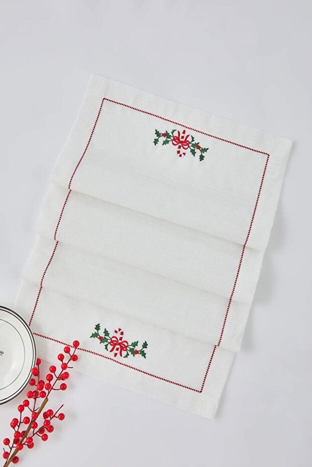 Yılbaşı Temalı Nakışlı Runner 45x145cm TPHAW26RUN00003 - 3