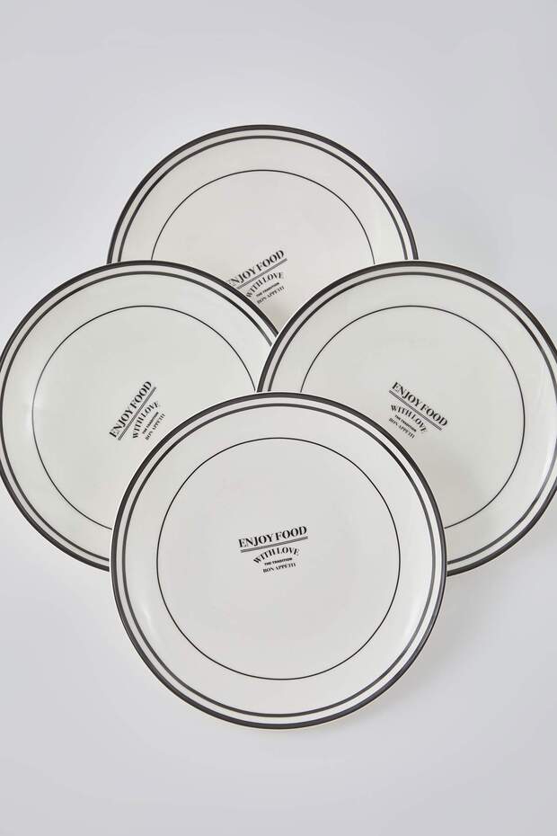 4'lü Minimal Desenli 21 cm Pasta Tabağı TPHAW26TBK00018 - 2