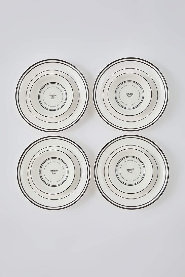 4'lü Minimal Desenli 21 cm Pasta Tabağı TPHAW26TBK00018 - 7