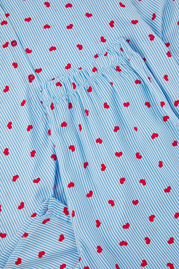 Niebieski zestaw piżamy z koszulą w kropki i serduszkami TBBAW26AI00029 - 5