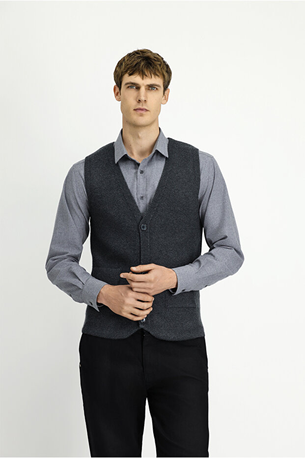 V Yaka Triko Yelek - 3