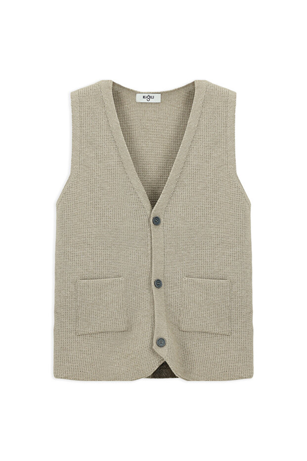 V Yaka Triko Yelek - 6