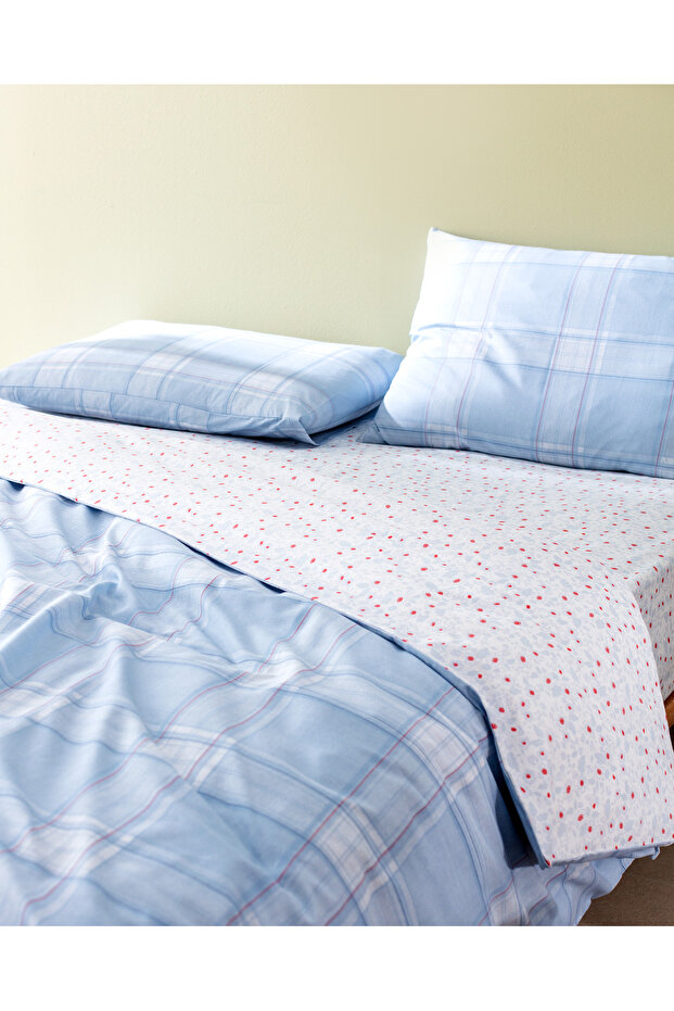 Blanch Bedrucktes Bettbezug-Set aus Baumwolle für Einzelbett, Blau - 2