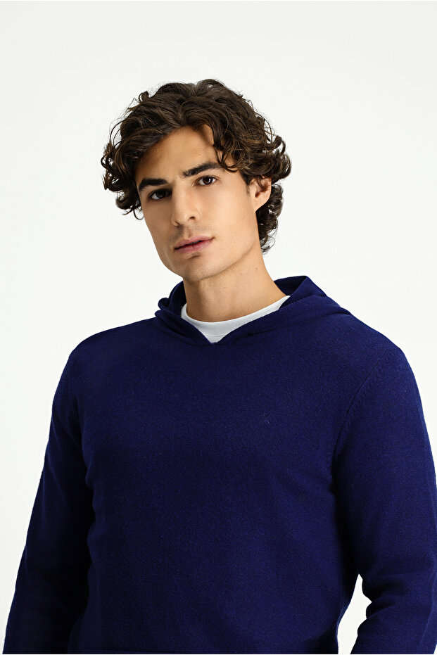 Kapüşonlu Regular Fit Yünlü Triko Kazak - 3