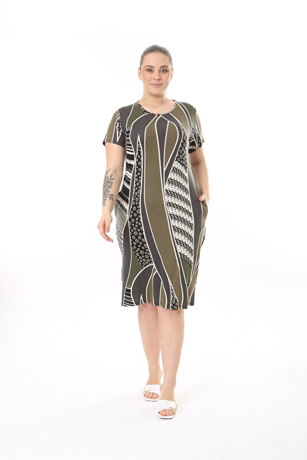Rochie de zi, imprimeu multicolor