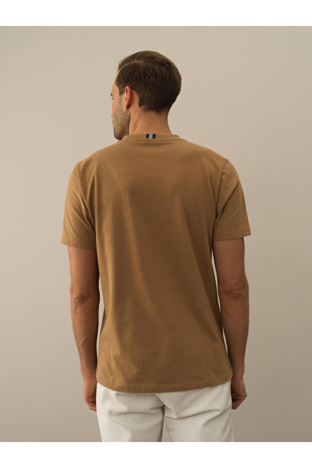 Erkek Camel Regular Fit Baskılı Tişört - 4