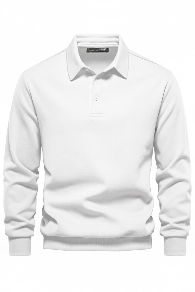 Ghassy Co. Men's Retro Color Blocked Cotton Shirt Collar Sweatshirt