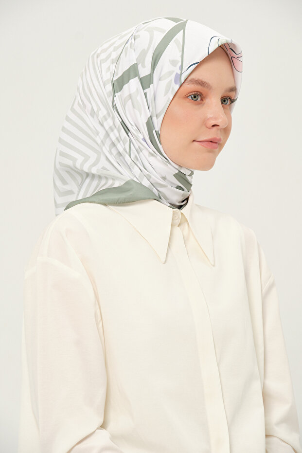 وشاح منقوش من قماش التويل 90×90 سم، نسيج غير قابل للانزلاق