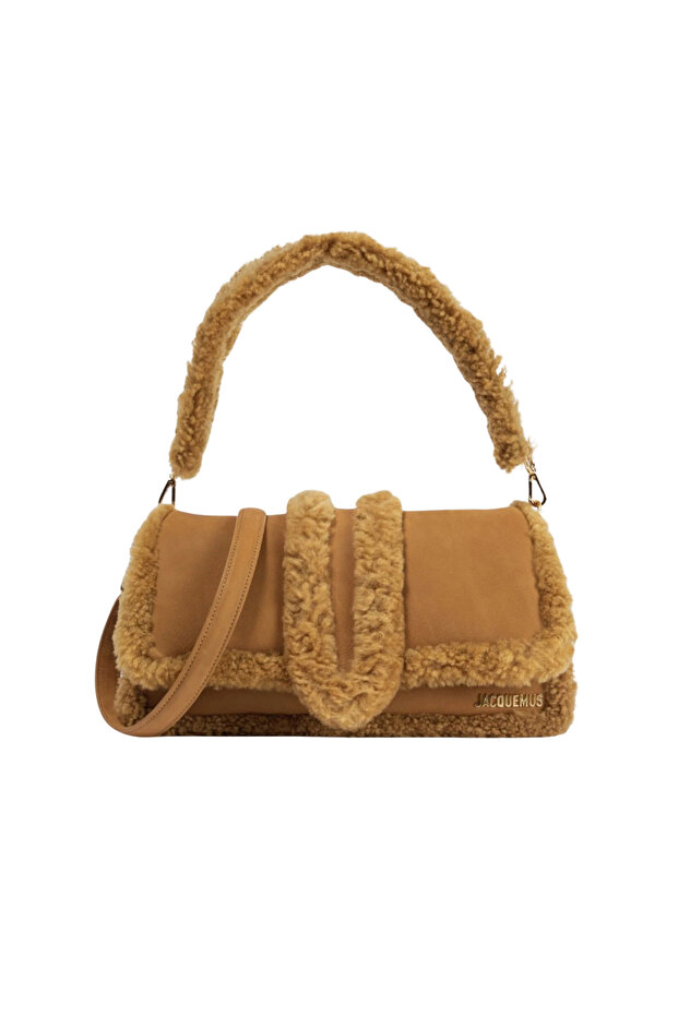 Le Bambimou Doux shearling-trimmed leather shoulder bag - 1