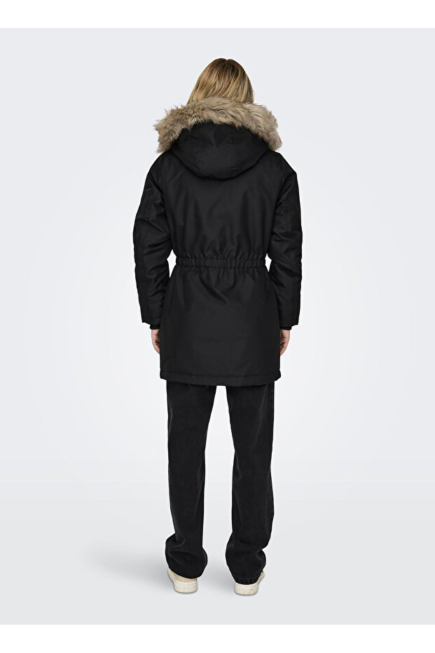 Kadın Kürklü Siyah Mont Jacket 15213755 - 4