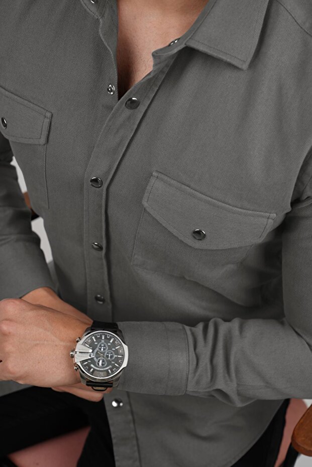Smoked Slimfit Real Denim Men's Shirt