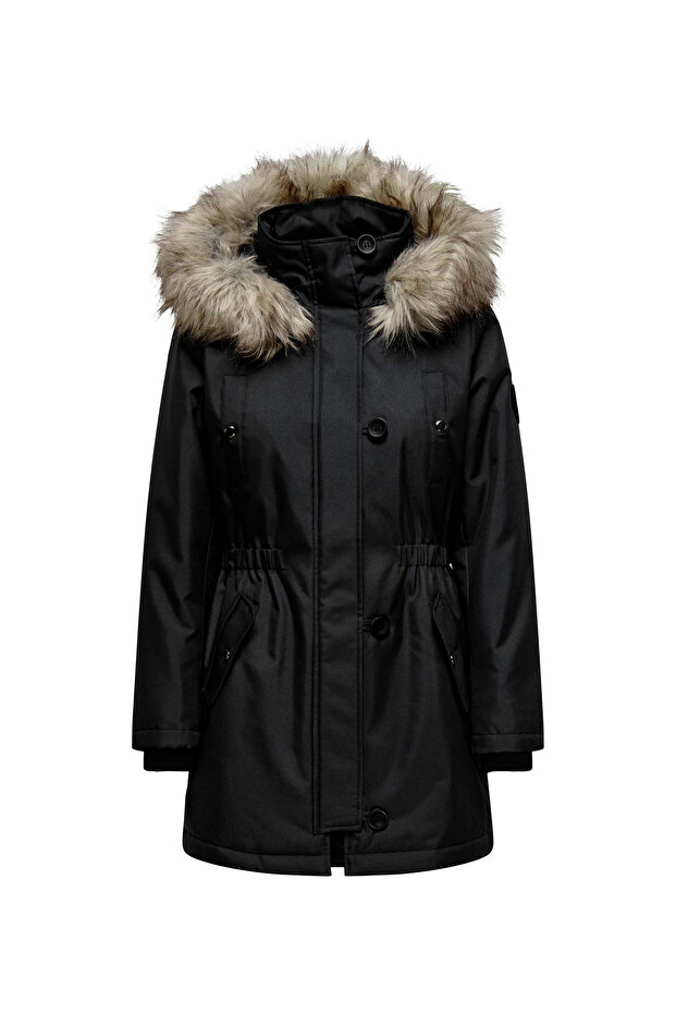 Kadın Kürklü Siyah Mont Jacket 15213755 - 6