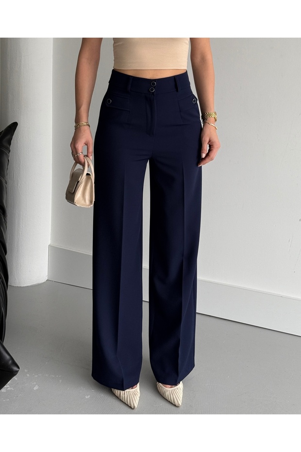 Çift Düğmeli Şık Pantolon - 4