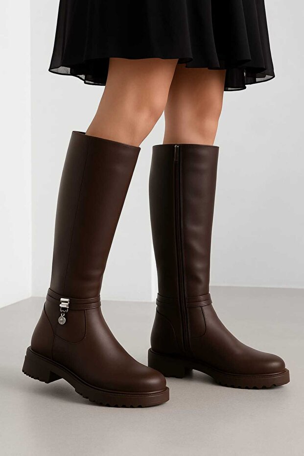 Aci Brown Stylish Stone Earring Women's Boots 199904