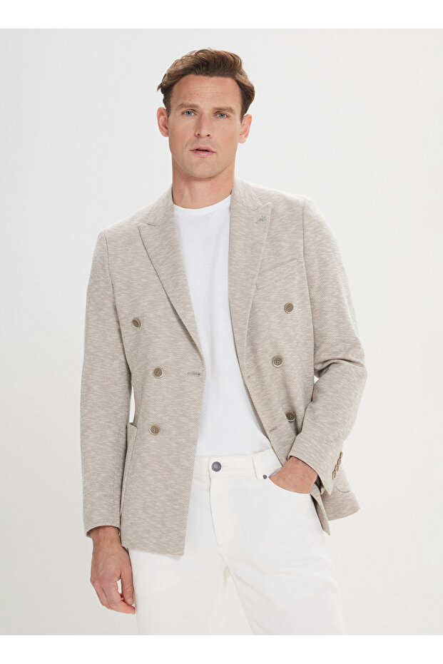Slim Fit Bej Erkek Ceket 4A0424200019 - 2