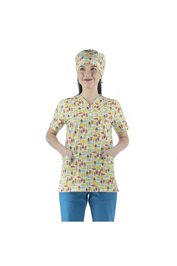 بلوزة منقوشة بياقة مغلف - 3903 بومة - 4