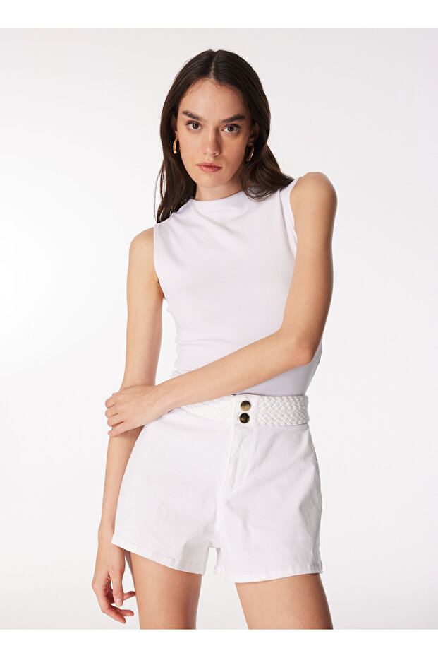 Beyaz Kadın Basic Şort F4SL-SHT0549 - 2