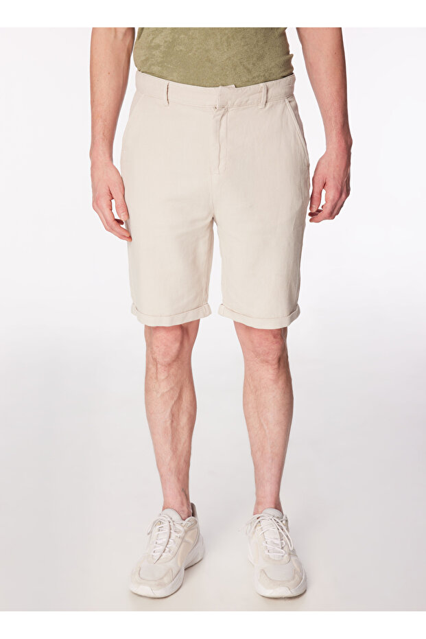 Bej Erkek Normal Basic Bermuda Şort F4SM-SHT 0293 - 3