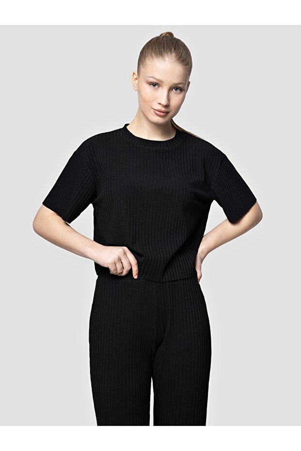 Long Crop Kadın Tshirt K.kol - 1