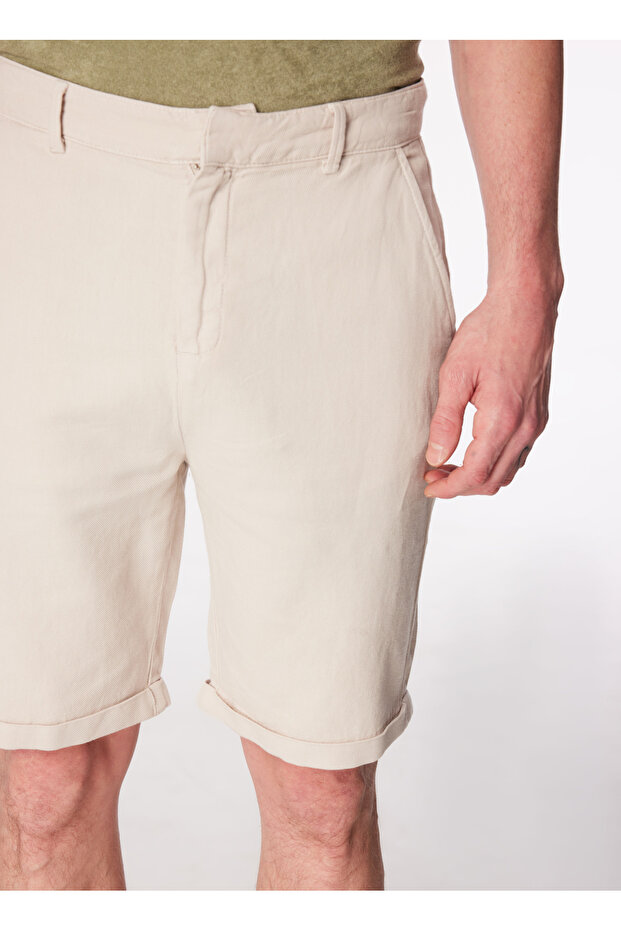 Bej Erkek Normal Basic Bermuda Şort F4SM-SHT 0293 - 4