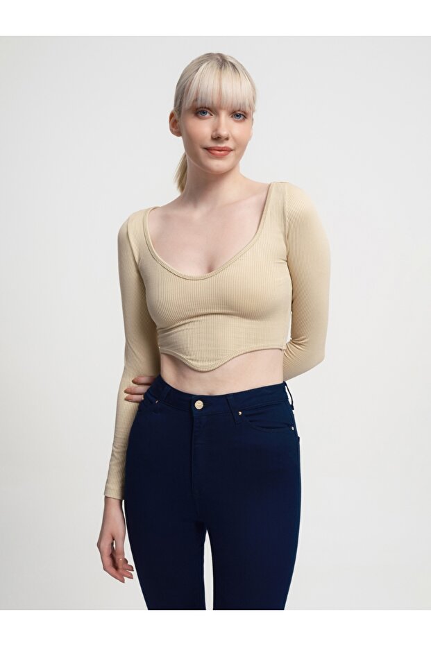 Crop Kadın Tshirt U.kol - 1