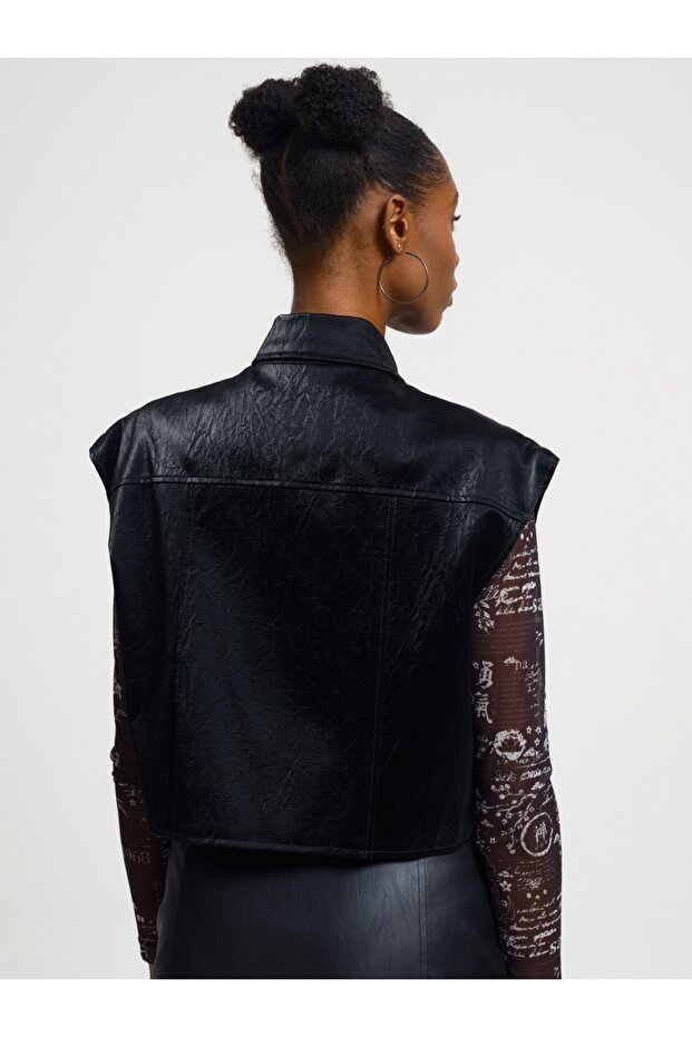 Crop Kadın Yelek Pu - 4