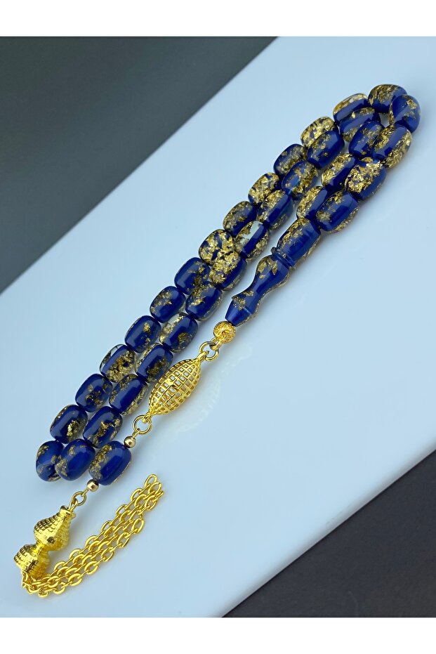 Gold Leaf Airplane Glass Prayer Beads Capsule Cut