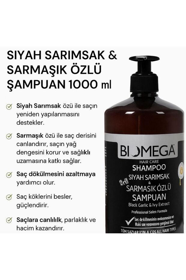 Siyah Sarımsak ve Sarmaşık Özlü Şampuan 1000 ml - 2