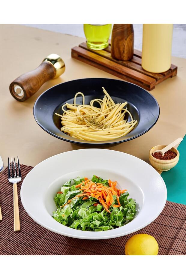 26 cm 2 Li Makarna Tabağı/Salata Tabağı/Çukur Tabak/Makarna Sunum Tabak - 4