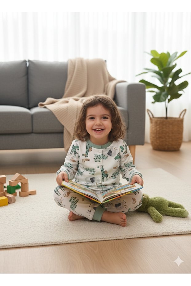Girl-Boy Baby-Child Pajama Set 100% Cotton Long Sleeve Round Neck Seasonal
