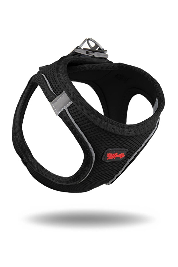 Tailpetz Air-Mesh Küçük ve Orta Irk Kedi Köpek Göğüs Tasması - Yumuşak, Nefes Alabilir, Dayanıklı Siyah