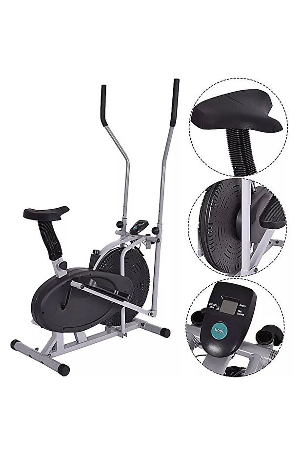 Folding Exercise Bike with LCD Display - Adjustable Elliptical for Workout - 3