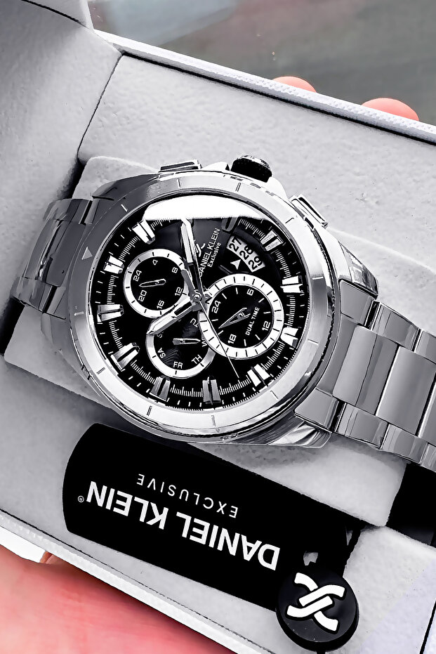Exclusive Men's Wristwatch Waterproof Stainless Silver Color Steel Band - Dke2007C1
