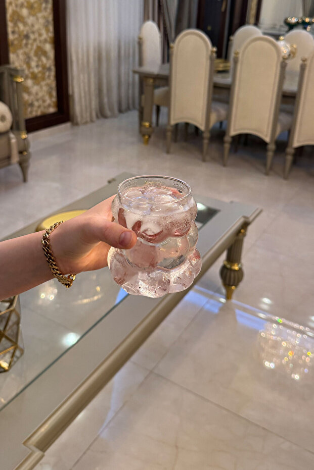 Borosilikat Cam Bardak 420 ml 3’lü Set – Bubble Tasarım Kahve, Su ve İçecek Bardağı - 3