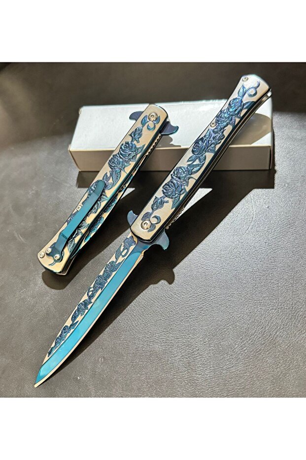 Gül Motifli Çelik Çakı - 1