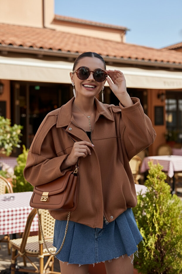 Kadın Oversize Süet Ceket - 1