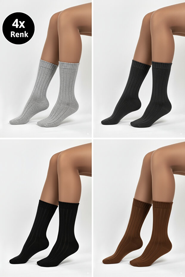 Original Women's Soft Touch Premium Series Soft Textured Wool Corduroy Winter Sleeping Socks 4 Pairs