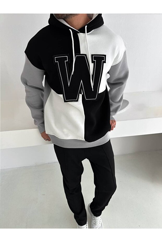 W Unisex Oversize Kapüşonlu Sweatshirt - 8