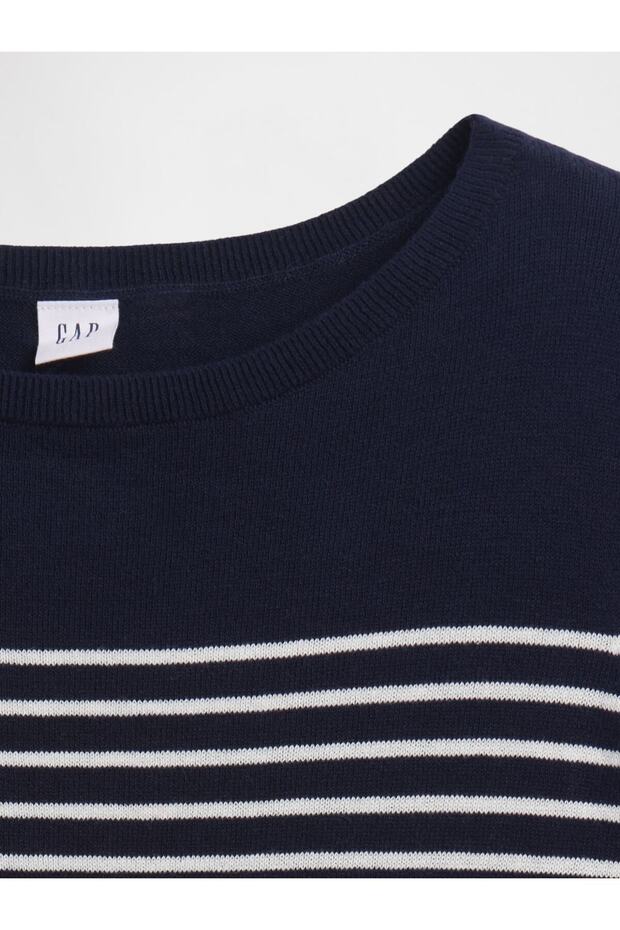 Kadın Siyah Striped Pullover - 3