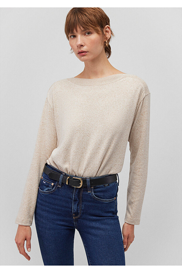 Soft Textured Beige T-Shirt Loose Fit / Loose Relaxed Fit 1612807 -85576