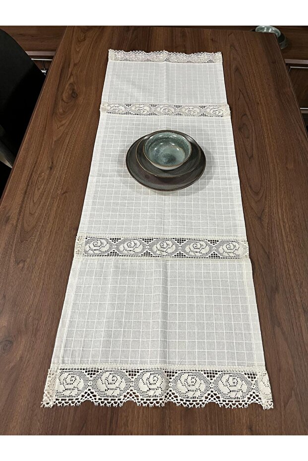 Buldan İşi 100% Cotton Intermediate Rose Detail Monika Runner Table Cover 50X120