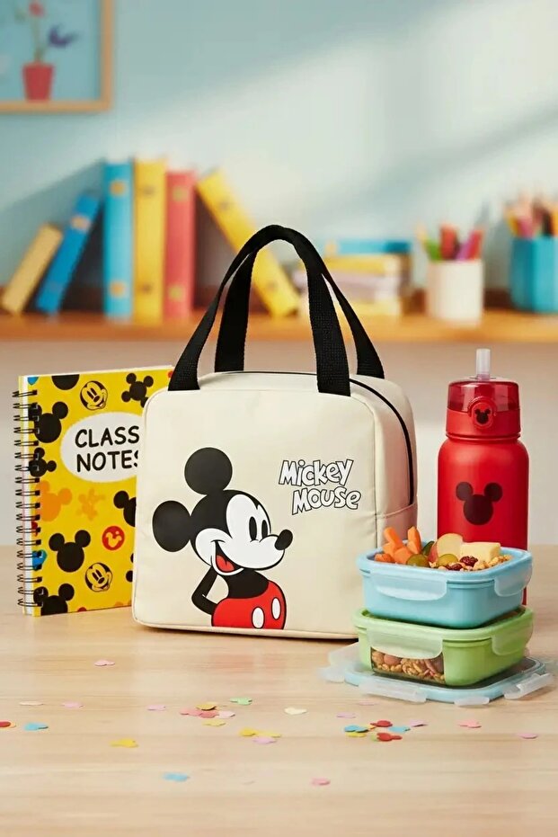 Mickey Mouse Lisanslı Kare Yiyecek Çantası - Sarı - 1