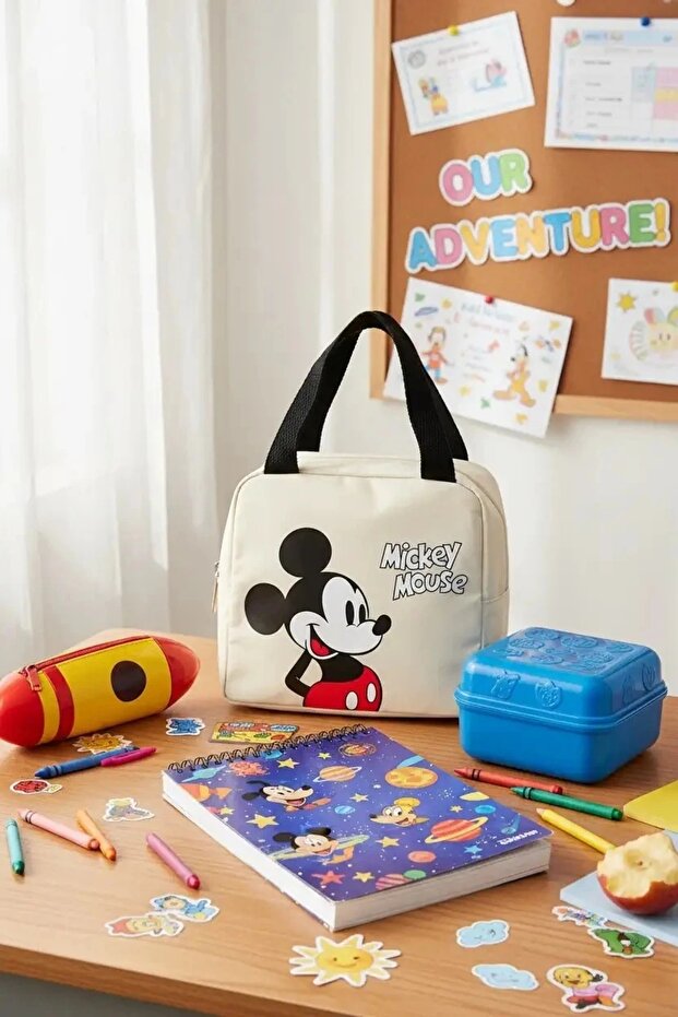 Mickey Mouse Lisanslı Kare Yiyecek Çantası - Sarı - 2