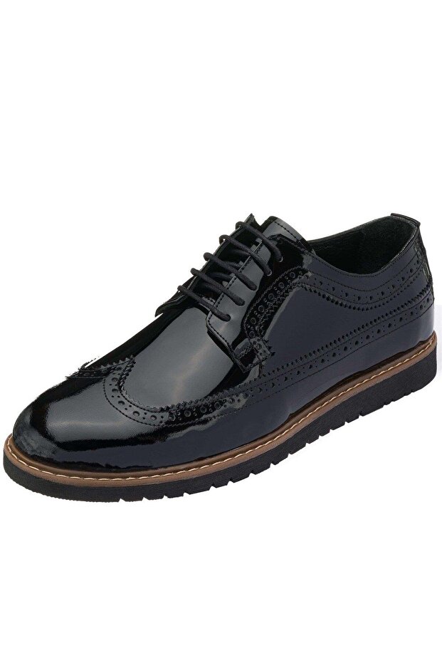 45 - 46 - 47 - 48 -49 - 50 Nrm1241 Black Patent Leather Large Size Calf Leather Comfortable Wide Fit Men's Foot