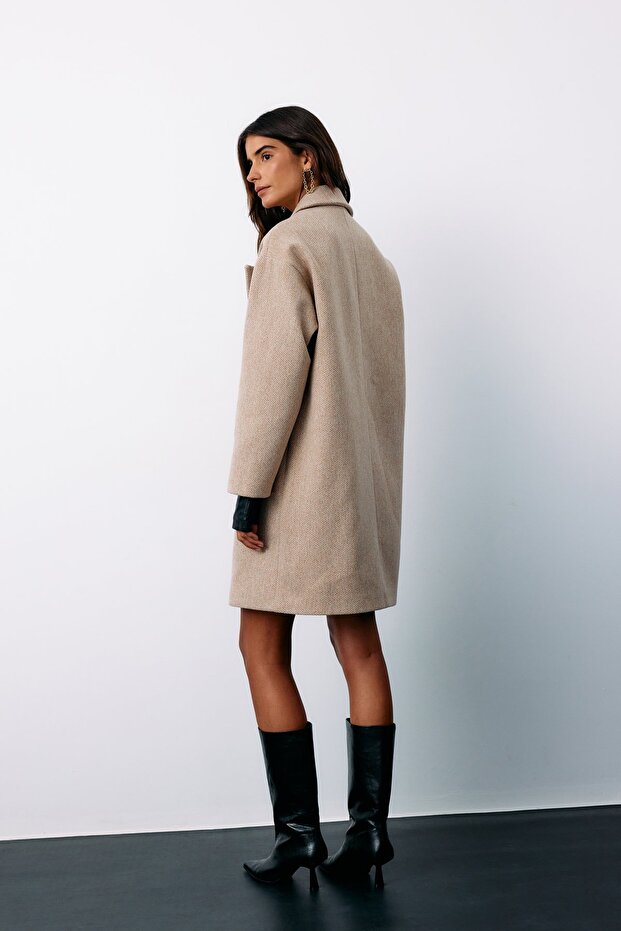 معطف قصير منقوش - جملي - 8